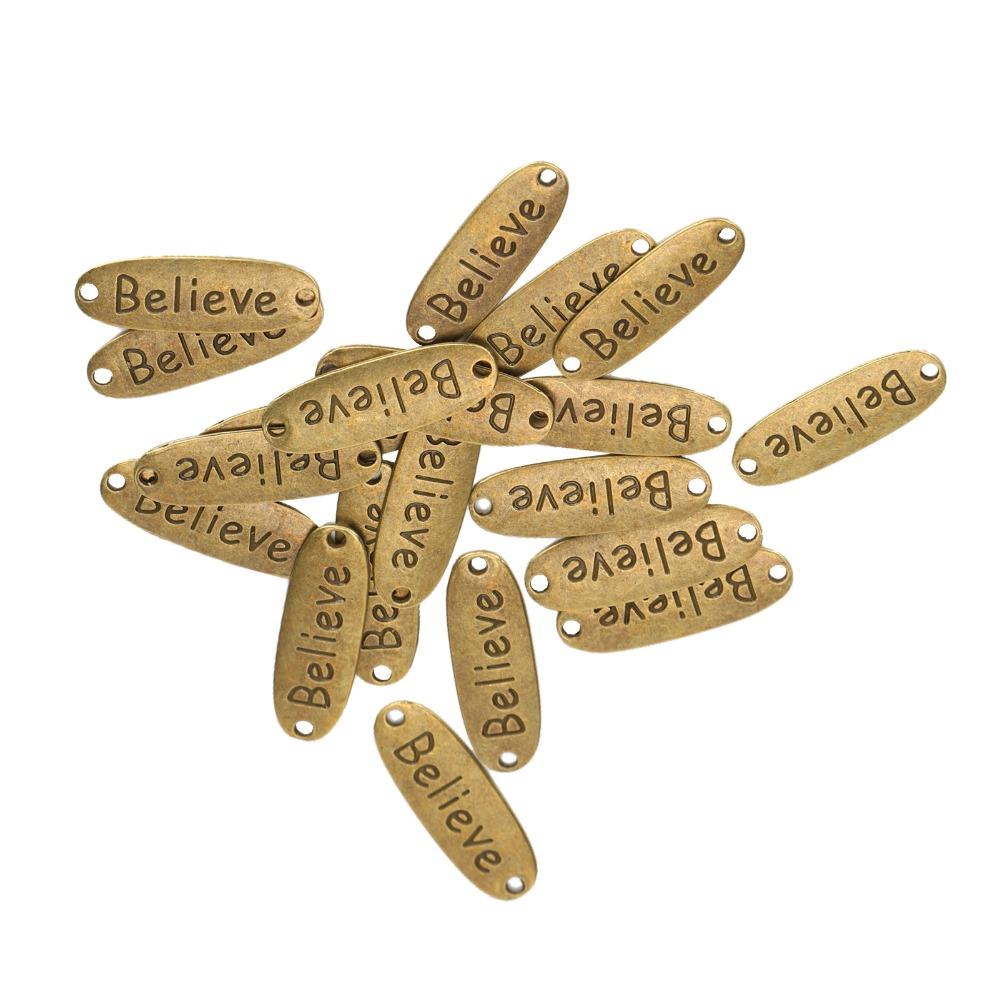 20pcs Dual Hole Alloy Pendant Charms Rectangle Shape Message Pendants Word Charms For Crafts