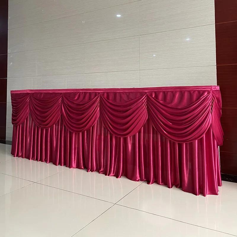3M Wedding Backdrop Curtain Swag Tassel Ice Silk Swag Drape Curtain Valance Stage Table Skirts Party Banquet Backdrop Decor