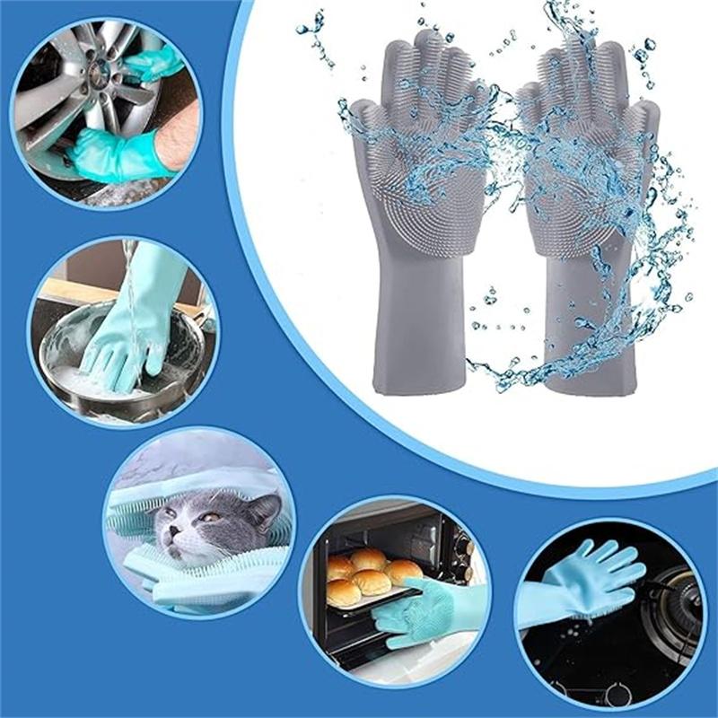 Многоразовые силиконовые хозяйственные перчатки, перчатки для мытья посуды со скребком, хозяйственные кухонные перчатки, ?Уход за животными