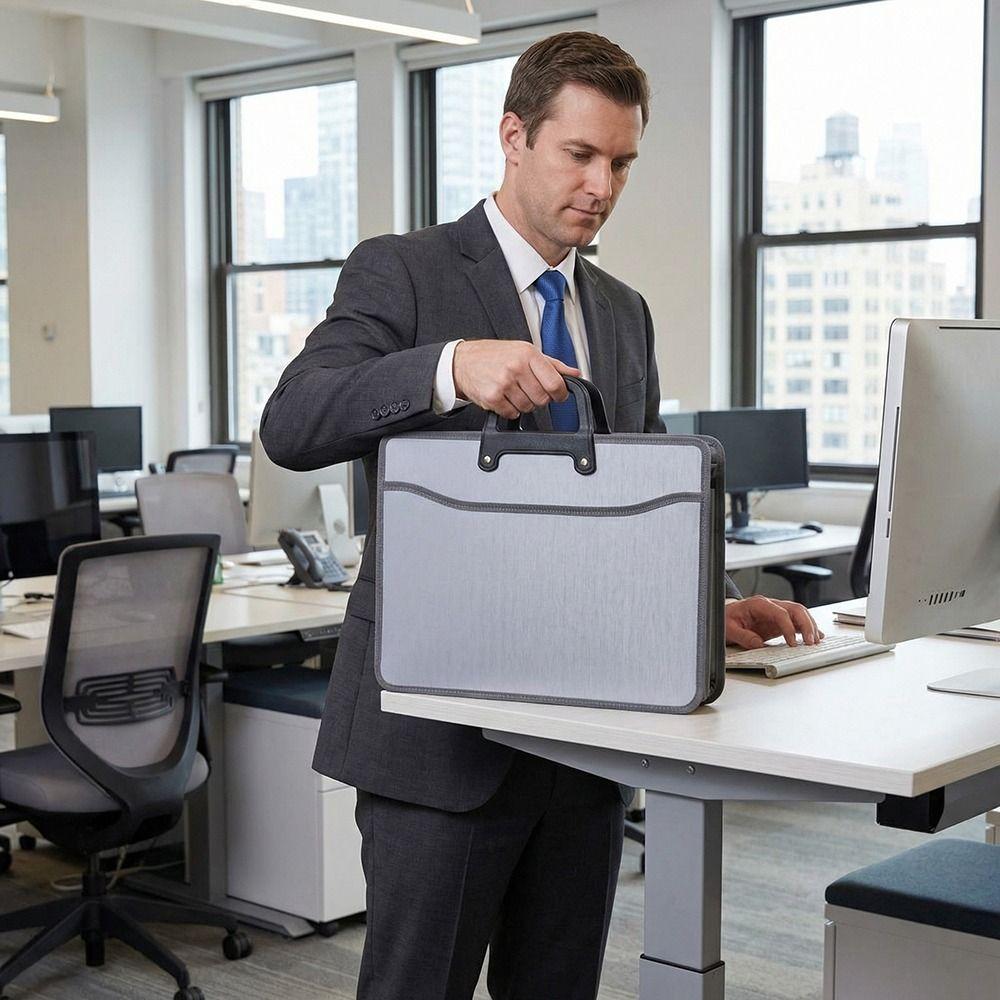 Oxford Cloth Office Briefcase Waterproof Document Handbag Protective Portable File Bag Car Side