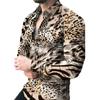 3D Рубашка с леопардовым принтом, Отпускная микроэластичная рубашка для свиданий, Дышащая мужская рубашка с длинным рукавом