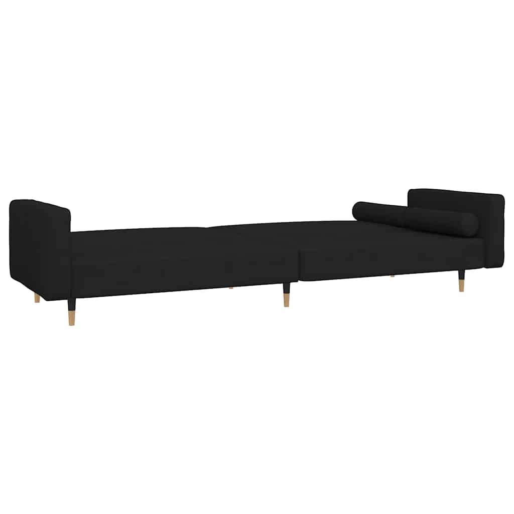 2 Seater Sofa Bed with 2 Cushions Black Velvet