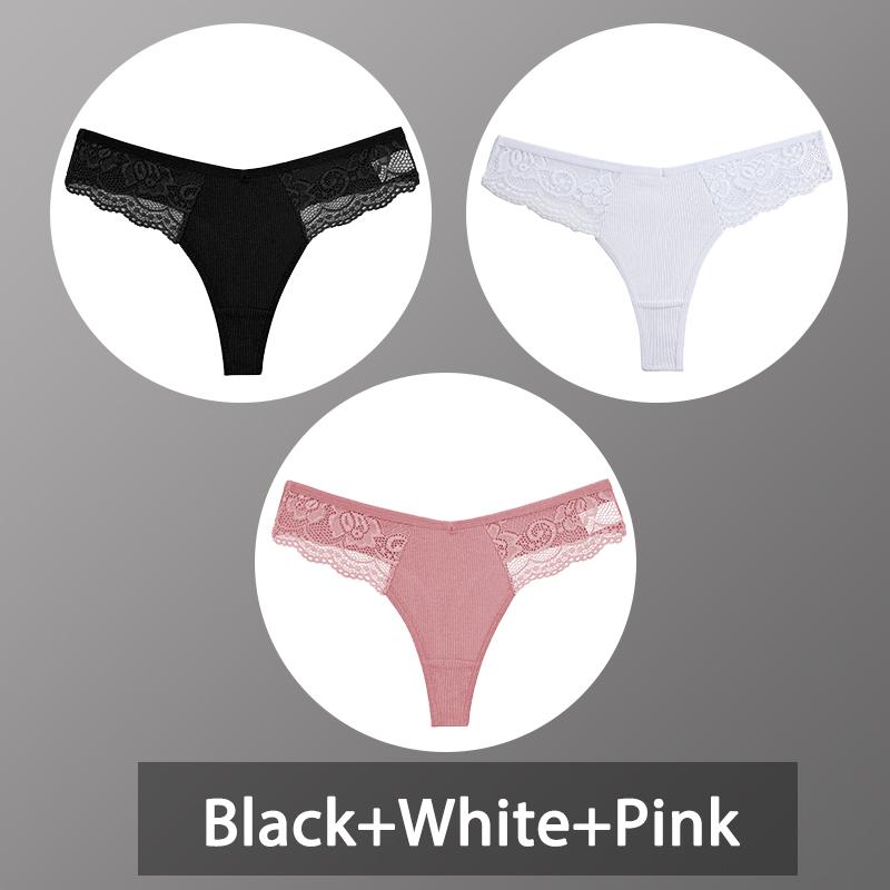 3 шт./компл. женские хлопковые стринги, кружевные трусы-бикини, женские стринги, нижнее белье, мягкие трусики-стринги, женское нижнее белье S-XL
