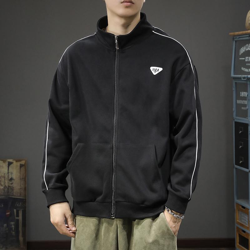 Осенне-зимний модный брендовый спортивный стиль повседневный кардиган на молнии свитер мужской свободный большой размер тяжелая ретро американская куртка с воротником-стойкой