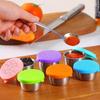 6pcs 304 Stainless Steel Sauce Cup with Silicone Lid Sauce Cup Outdoor Portable Tomato Salad Seasoning Dipping Plate