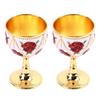 2pcs Silver White Blue Metal Embossed Wine Glass Alloy Retro Metal Wine Cup  Home Decor