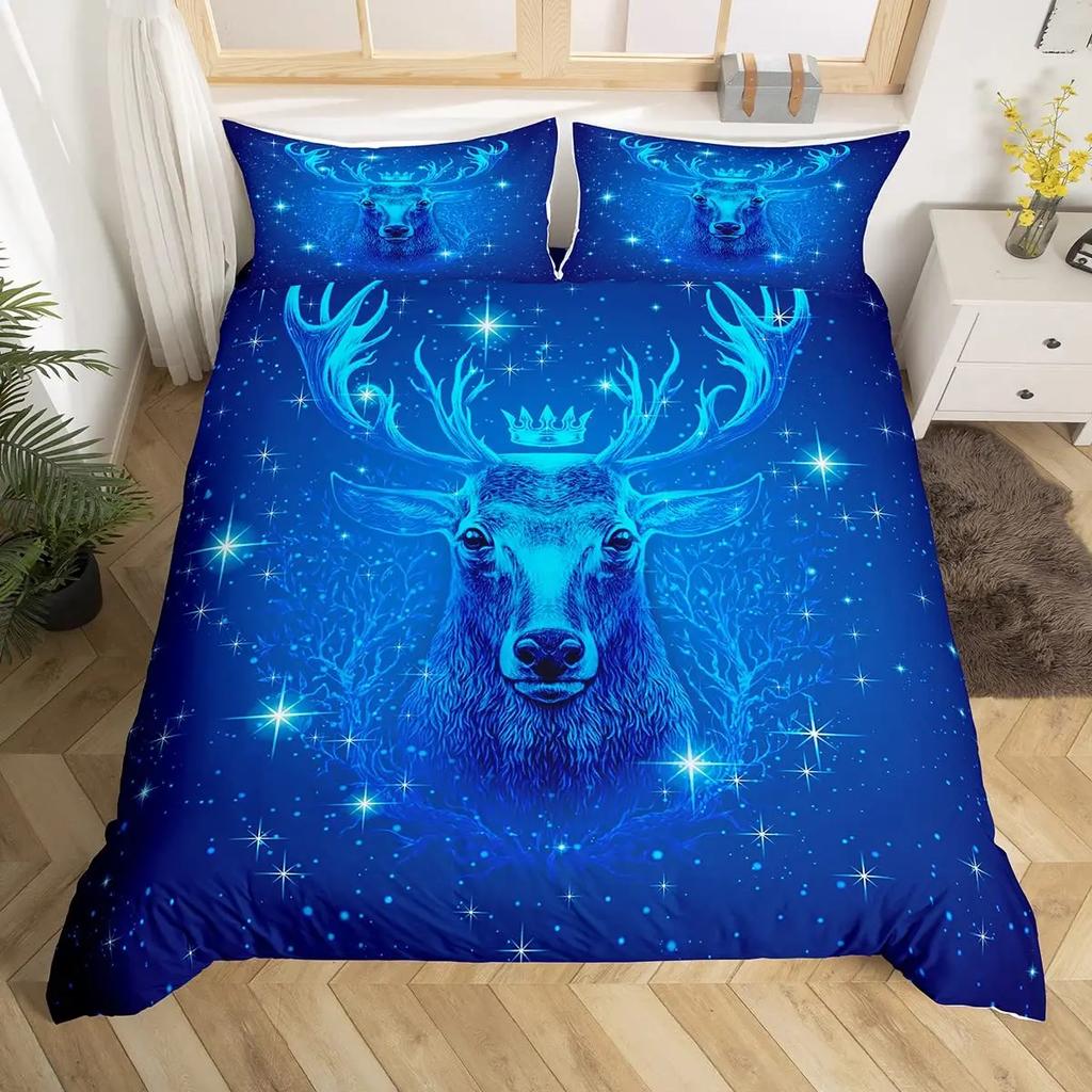 Бирюзовый Набор Пододеяльников Der Soft Der Antlers Наборы Постельного Белья Бабочка Сафари Животные Теплое Покрытие для Одеяла Лось Дикая Природа Рождество Удобное Покрытие для Стеганого Одеяла