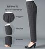 High Waist Plus Size Elastic Grandma Pants - Casual Loose Straight Leg for Middle-Aged & Elderly Women