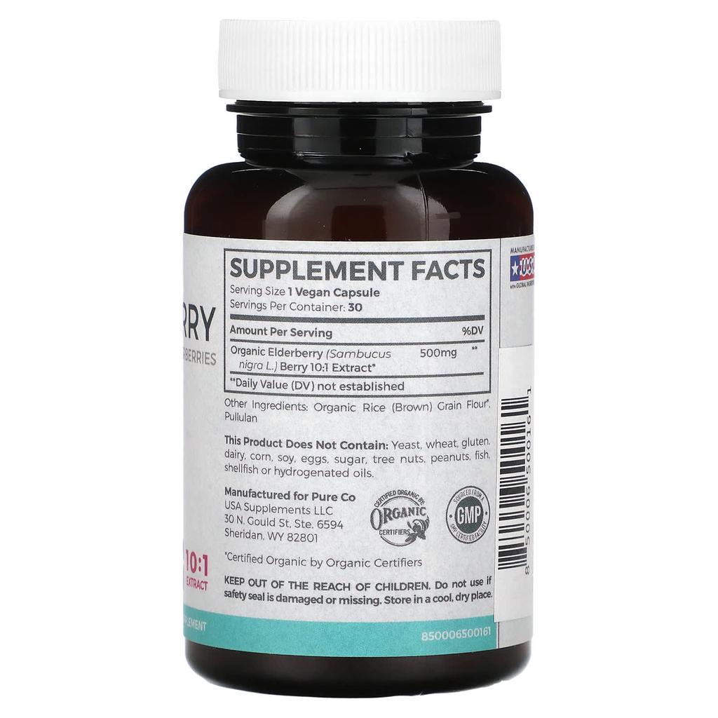 Pure Co. Elderberry, 5,000 Mg, 30 Veggie Capsules