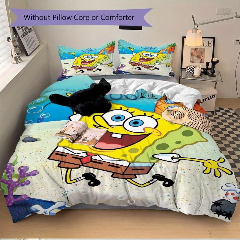3pcs SpongeBob SquarePants Bedding Set - 1 Soft Quilt Cover + 2 Pillowcases, Machine Washable - Suitable for All Seasons, Perfect Gift for F