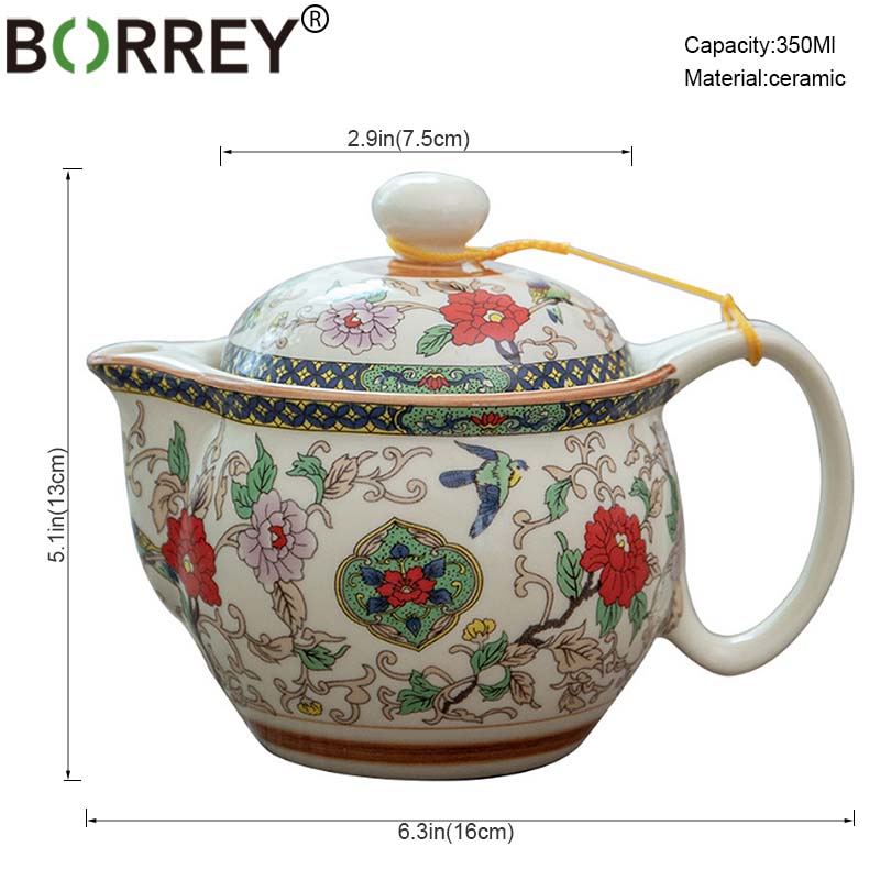 BORREY 350 мл керамический чайник для заварки фарфоровый чайник Цзиндэчжэнь с фильтром из нержавеющей стали чайник пуэр синий и белый чайный сервиз