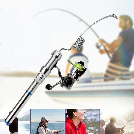 MUQZI Sports Accessory Mini Stainless Steel River Lake Ice Fishing Rod Pole Spinning Wheel Reel Kit