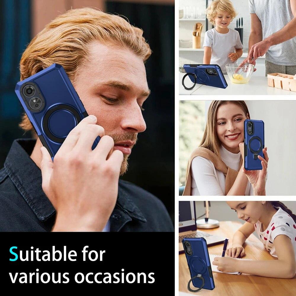 KEYSION Противоударный чехол для OPPO A17 A17K A78 A58 4G Силиконовый + ПК с металлическим кольцом-подставкой, чехол для телефона OPPO A5S A12 A54 A55 A74 A95