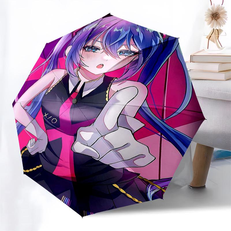 1pc Outdoor Umbrella with Anime Character Design - Automatic Opening/Closing, Portable 3-Fold Design, 8-Rib Iron Frame - Perfect Gift for Fans, T