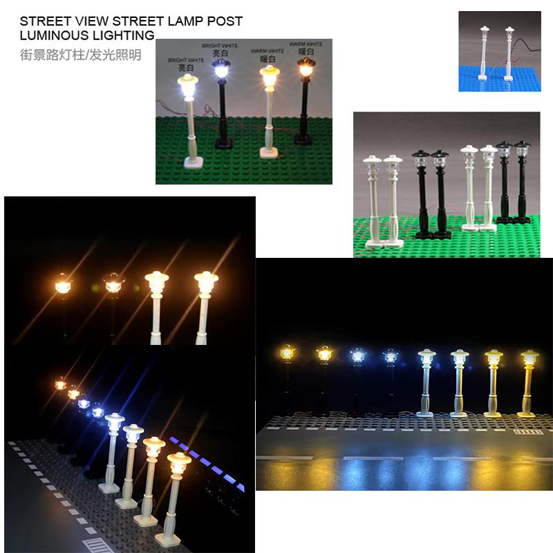 City Road Street traffic lights 7Ports LED LIGHT USB Street Lamp Base Plate Accessories Construction Bricks mini model Works With