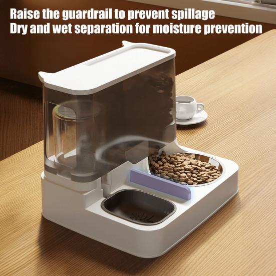 Automatic Cat Feeder 2-in-1 Pet Food Feeder And Water Dispenser with Stainless Steel Bowl for Small Medium Cats And Dogs
