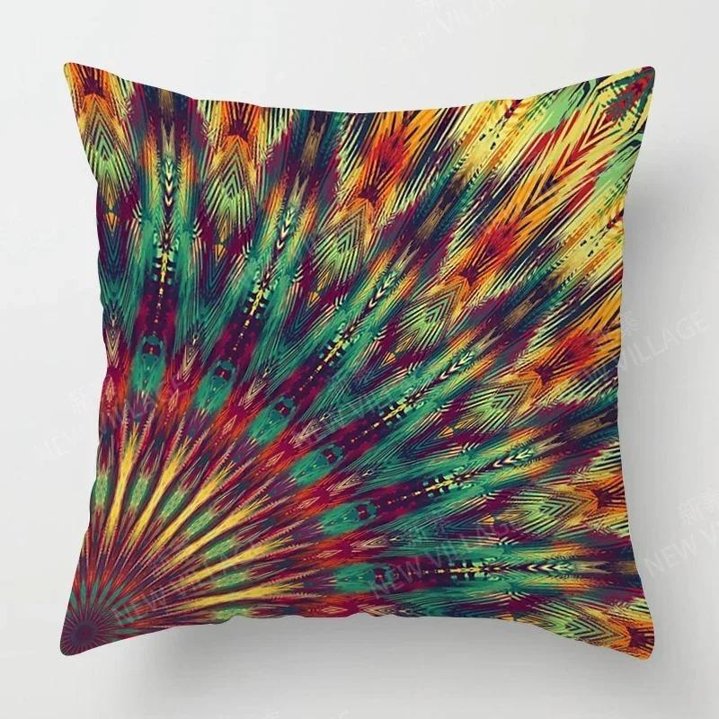 Bohemian patterns throw pillow cover with short plush print for living room sofa decoration cushion cover pillow covers