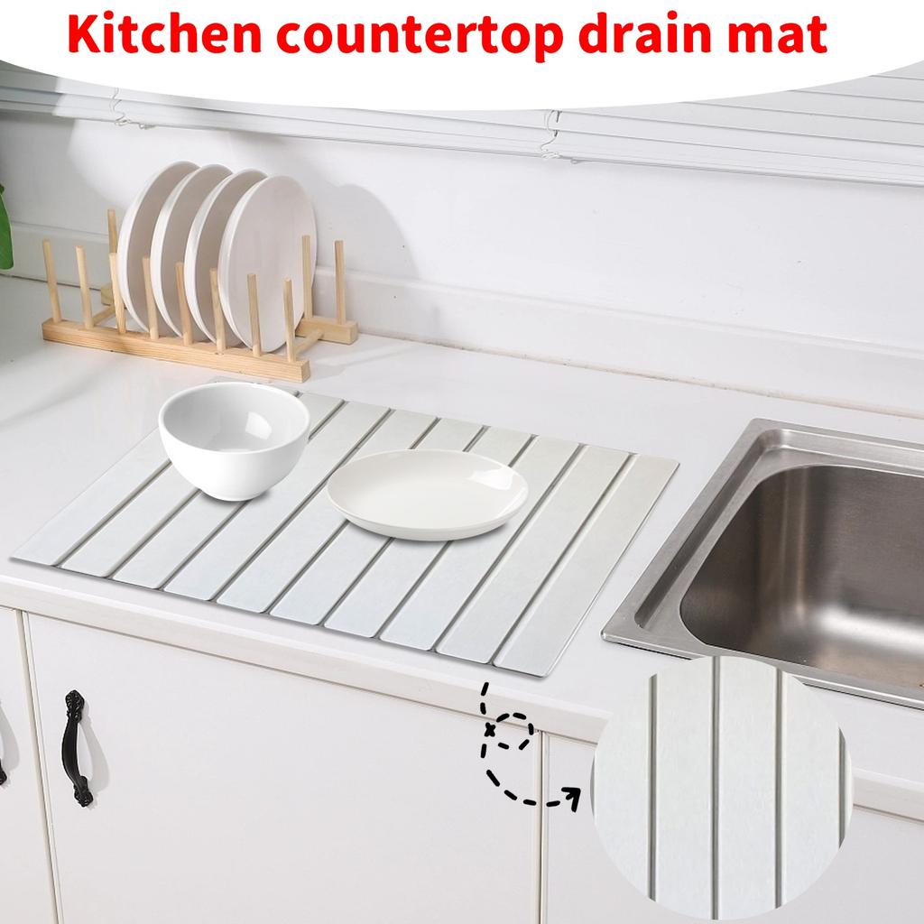 Коврик для сушки камня для кухонной стойки, 15 дюймов(L)×12 дюймов(W) Коврик для сушки посуды, быстро впитывающий воду, экологически чистый диатомитовый коврик