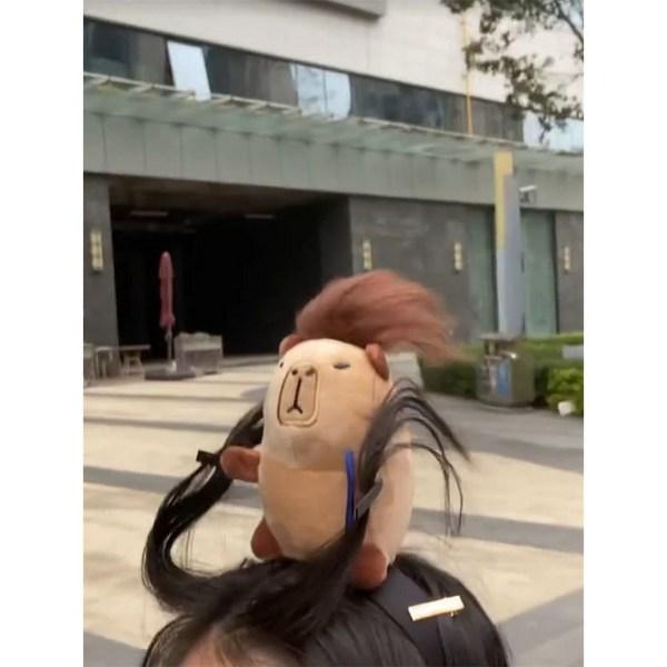 1+1 повязка на голову для куклы-пугыля, женская повязка на голову, повязка для мытья лица, милая повязка на голову в виде капибары, 2 повязки на голову для кукол, кофейный + розовый, 1 набор