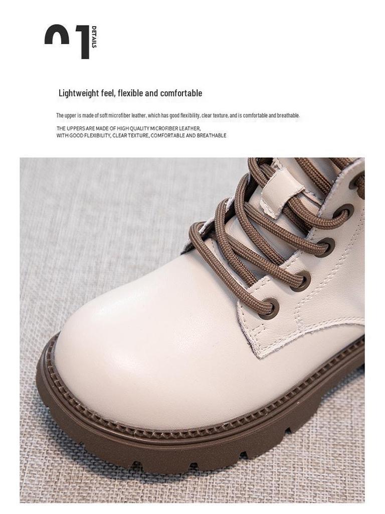 Осень/Зима 2025 Девичьи кожаные ботинки в британском стиле, нескользящие, типа Dr. Martens, для детей - Дизайн "Принцесса"