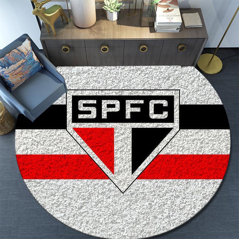 Sao Paulo FC Round Area Rug,Carpet Rug for Living Room Bedroom Sofa Playroom Decor,Non-slip Floor Mat