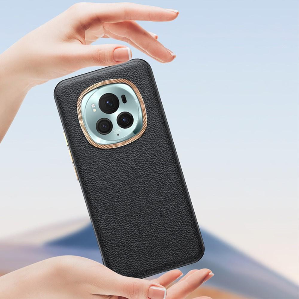 Leather case for Honor Magic 6 Pro 5G, leather hybrid, gray