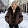 Зимняя новая парка с большим шерстяным воротником для женщин, хлопковая куртка, зимняя стеганая и утолщенная хлопковая куртка
