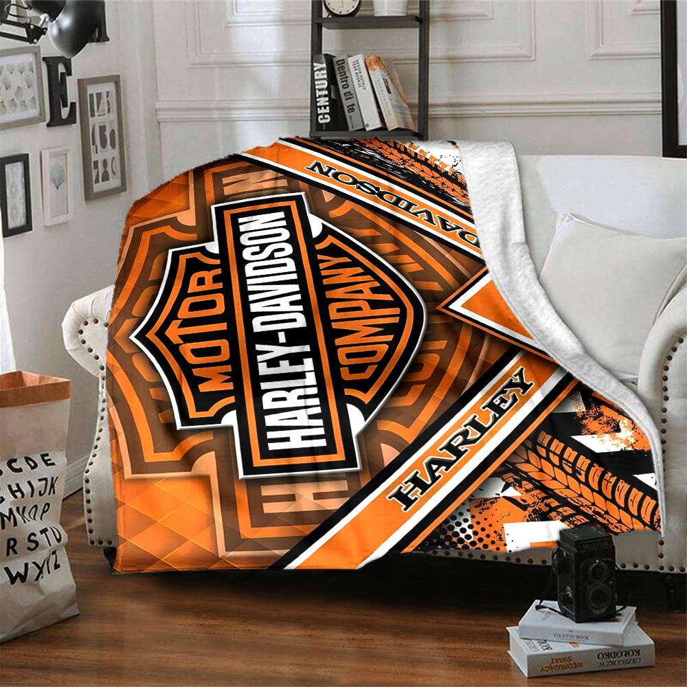 1pc Harley-Davidson Blanket, Gift, for Men and Women, Soft Blanket, Good for Sofa Bed Couch Travel, Lightweight Flannel Blanket