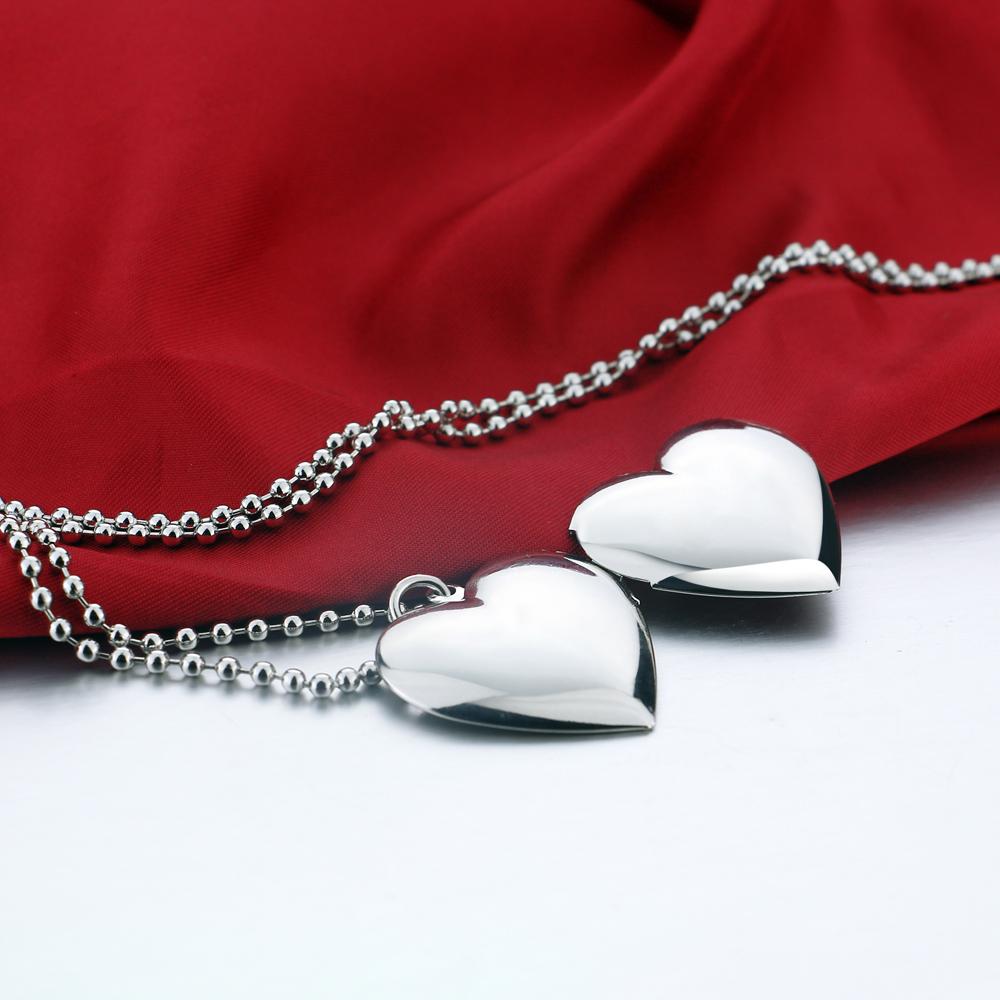 New Women's 925 Sterling Silver Necklace Classic Heart Photo Box Pendant Customizable Photo Anniversary Jewelry Gift Bijoux