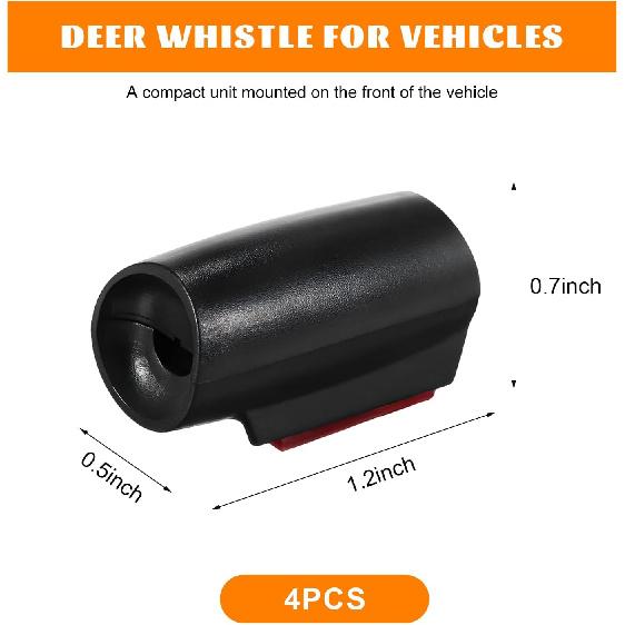 4 PCS Car Deer Whistle Warning for Car Horn Unit, Wind Activated Vehicle Deer Horns with Double-Sided Tape, Animal Alert Horn Safety Warning Device