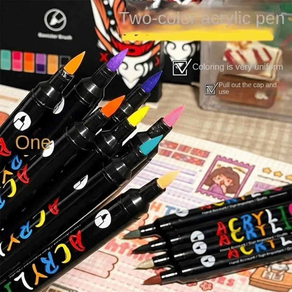 Dual Color Acrylic Paint Markers 24/48/72 Colors Dual Tip Markers Dual-ended Markers Ceramic Craft