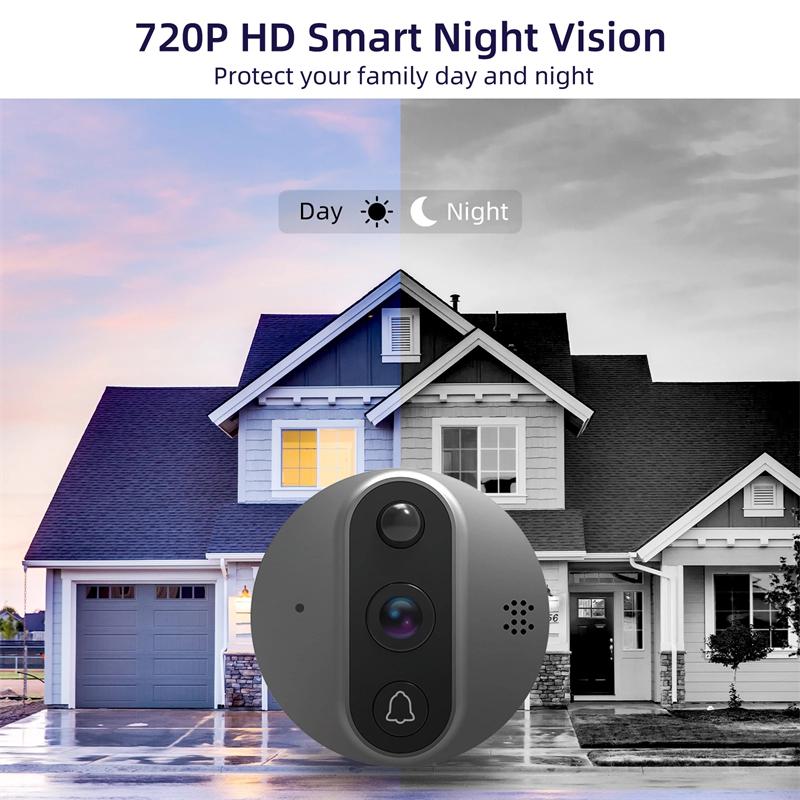 2024 Tuya Умный WiFi Дверной Звонок 1080p Камера Видео Глазок для Двери 4.3" ЖК-Экран 24H PIR Детекция Движения Глаз
