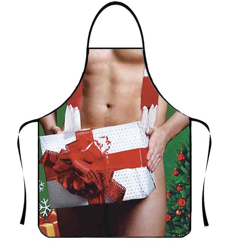 Practical Home Kitchen Apron Sleeveless Novelty Muscle Print Apron For Barbecue Festival Party Gift