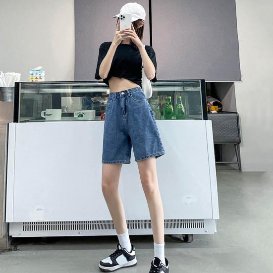 Джинсы длиной прямой, с высокой талией, застежкой-молнией и пуговицами, карманы в стиле ретро, ​​сплошной цвет, свободные женские туфли