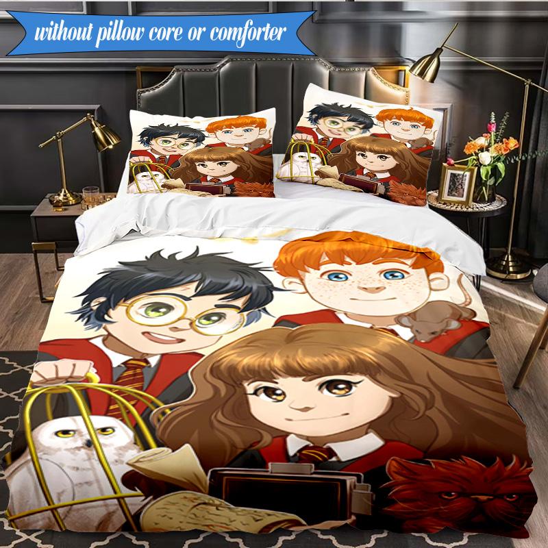 Magic School Adventure 3pcs K-pop music group Bedding set,Ideal for Bedroom, Dormitory,Including Duvet Cover And 2pcs Pillowcases,Fan gifts