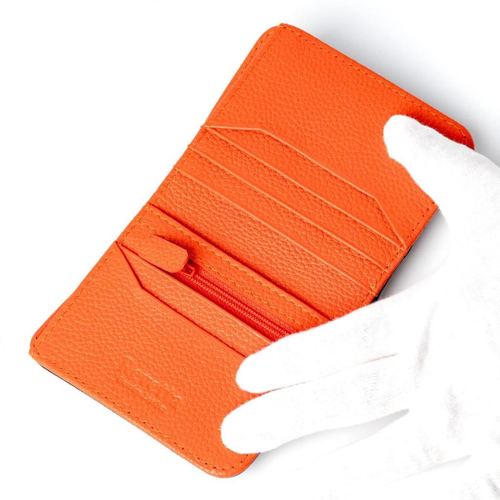 Кошелек-бифолд из кожи ската Levetta, Галюшат, Скат, Черный, Оранжевый, Черный, С текстурой икры, Мужской, Натуральная кожа [253stw-2]