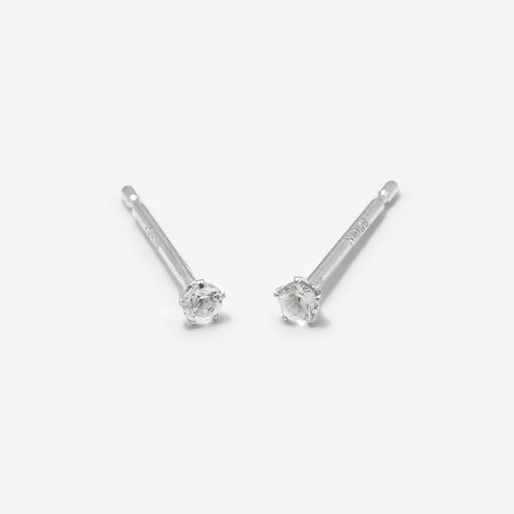 ESTELLE [Official] Women's Earrings, 10K White Gold with White Topaz, 0222-9557-0019-0000