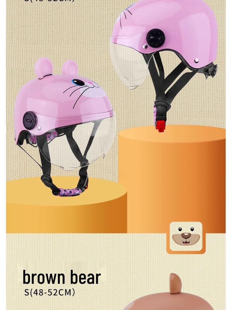 Children's Cycling Helmet with Anti-fog UV Goggles and Sound Ears