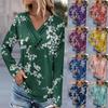 Женская туника с длинными рукавами, свободные топы, повседневные топы большого размера, плиссированная туника на пуговицах, повседневные осенние женские топы с цветочным принтом