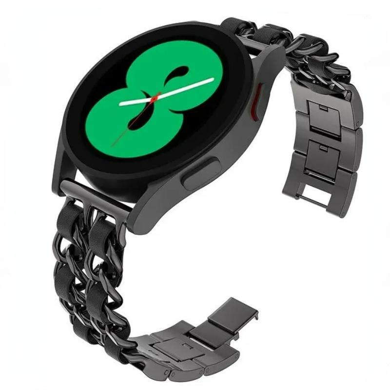 22 мм 20 мм Кожаный+Металлический ремешок для Samsung Galaxy Watch 7 6 5 4 40 мм 44 мм Сменный браслет для Huawei Watch GT6/5/4 46 мм Ремешок