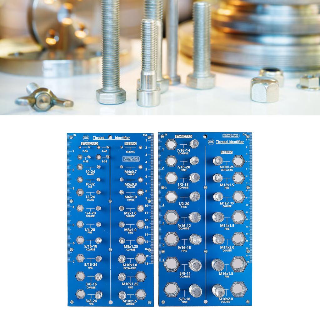 2 шт. Резьбомер для гаек и болтов 38 отверстий Дюймовый и метрический идентификатор Калибр для мастера Проект