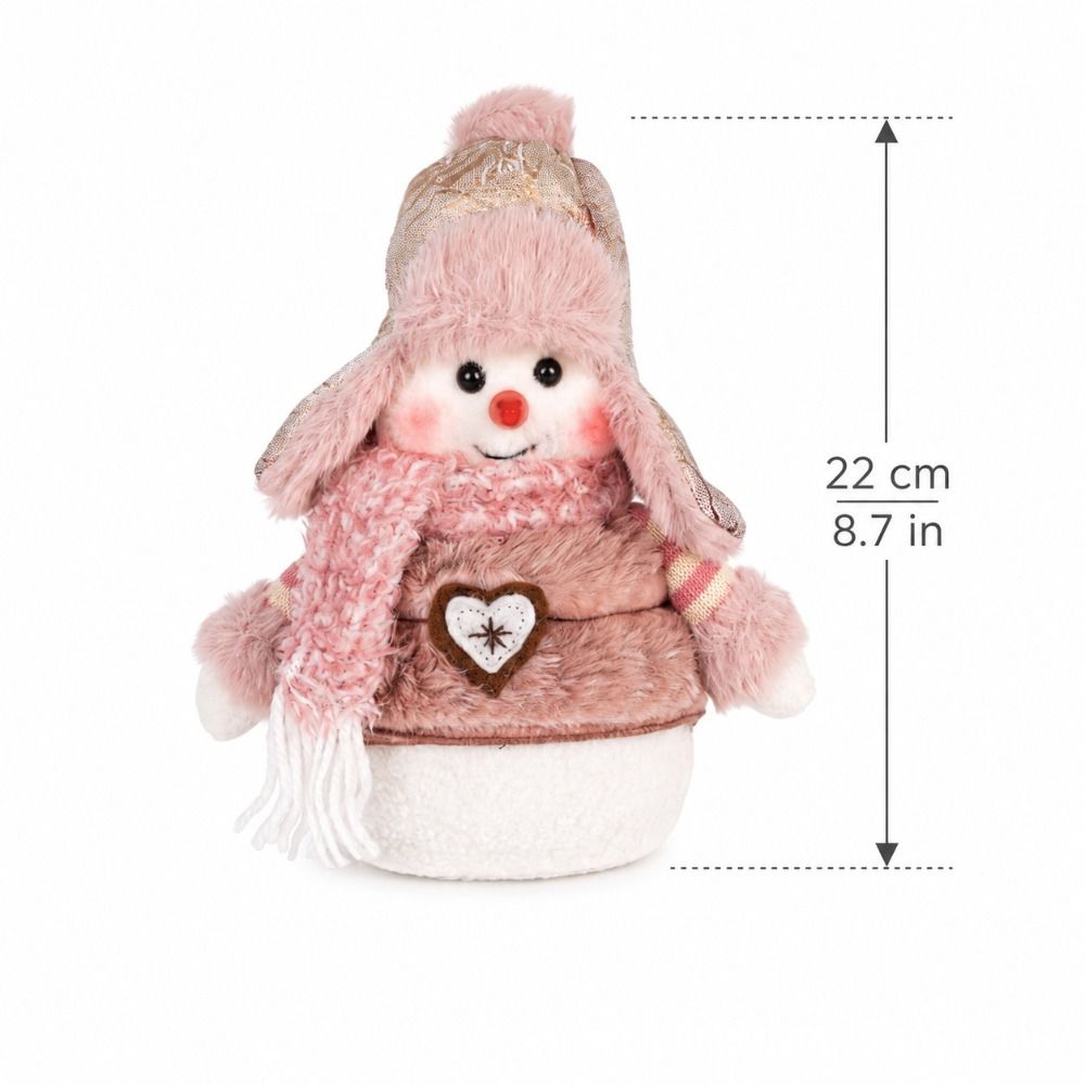 Plush Wearing Hat Snowman Ornament Soft Plush Snowman Statue Window Display