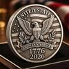 US 250th Anniversary Souvenir Coin Double-Sided Carved United States History Commemorative Badge Round Metal Collection Coin Patriotic Decoration
