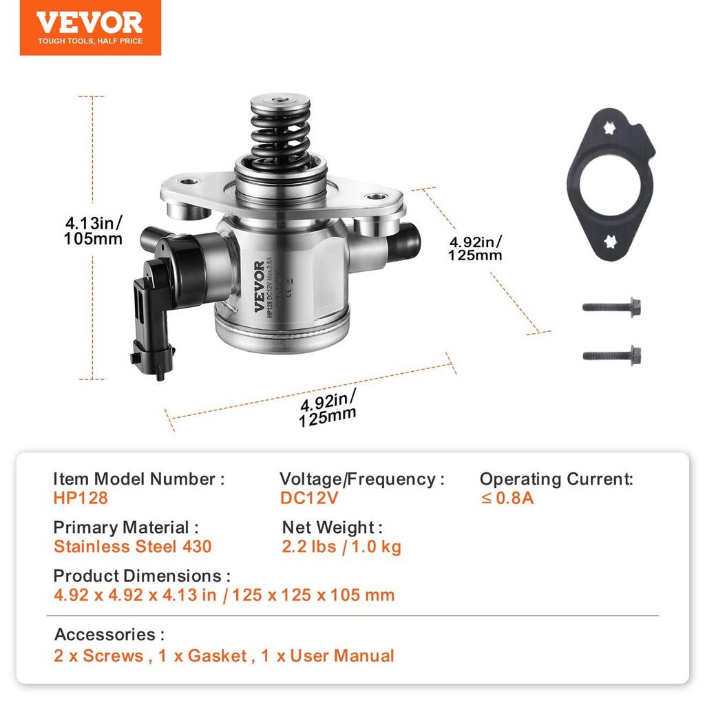 High Pressure Fuel Pump 50-80 L/h Flow Rate 0.5 Mpa Pressure for Buick Lacrosse, Regal, Verano, Chevrolet Captiva Sport, Equinox, Impala, Malibu, Gmc