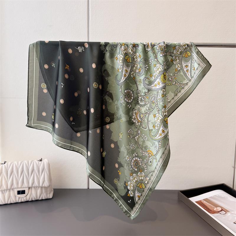 Paisley Style Printing Imitation Silk Scarf Square Scarf High-End Shawl Versatile Neck Small Square Scarf Headscarf Scarf