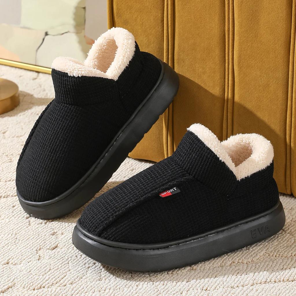 NEW Men Plush Fur Slippers Winter Warm Outdoor Fluffy Soft Cotton Men Boots Indoor Home Fashion Fur Cozy Furry Men Flat Shoes