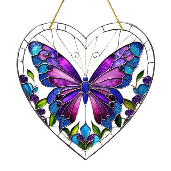 Love Heart Sun Catcher, окрашенный акриловый оконный подвесной орнамент, в форме сердца, для балкона, крыльца, двора