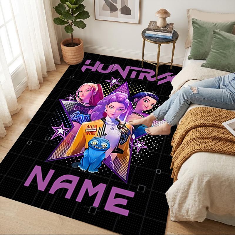 Personalized Name Huntrix Name Living Room Non-Slip Area Rug Soft Carpet for Bedroom Playroom Sofa Office Home Decor Doormat