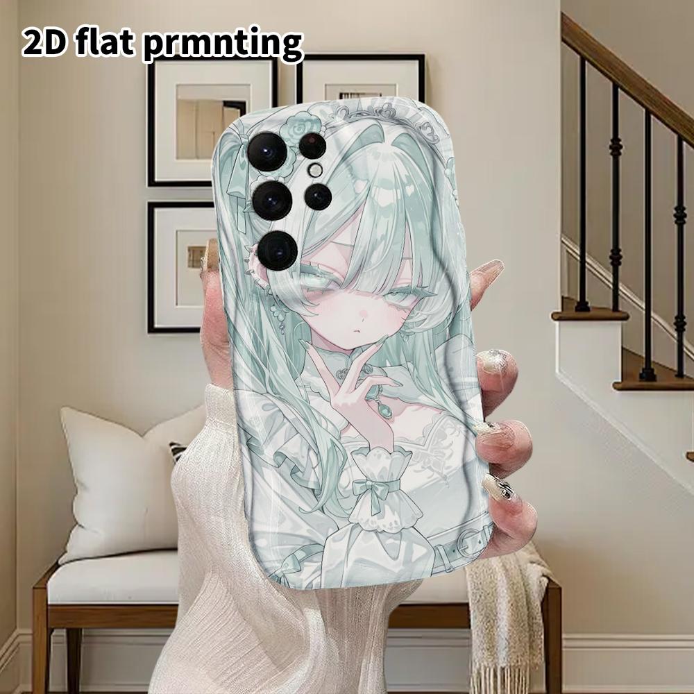 Phone Case: 2D Flat Samsung Galaxy A34 A35 M05 M06 S20 S22 S21 FE Plus 5G Protective Case, Couple Style, Twin Tailed Girl, Christmas and Halloween Gif