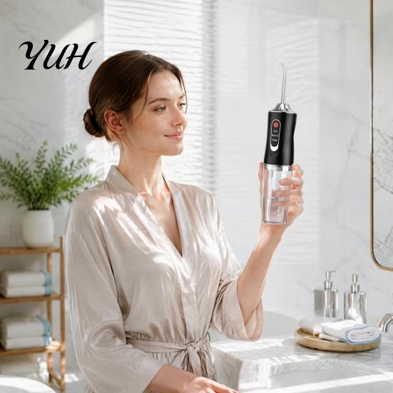 Rechargeable Oral Irrigator Electric Water Dental Flosser, 3 Levels Cordless for Teeth Cleaner with 4 Jet Tips Cleaning, Flosser